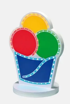 Coppetta Asporto Luminosa Monofacciale, Sagomata, Con LED A Vista.