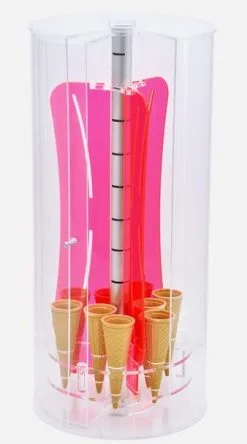 Portaconi Cilindrico In Plexiglas Trasparente Con Antina Di Chiusura Scorrevole.