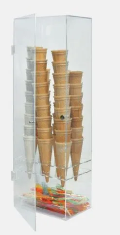 Portaconi In Plexiglas Trasparente Con Coperchio Mobile.