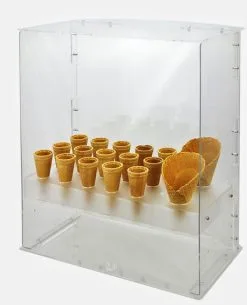 Portaconi In Plexiglas Trasparente Con Frontale Bombato E Coperchio Mobile